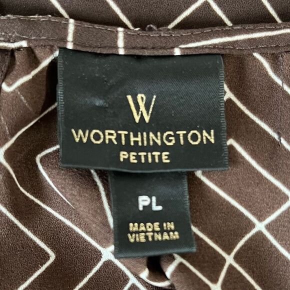 Worthington Petite   Sleeveless Top  Brown And White  Sz PL   EUC - Picture 3 of 4